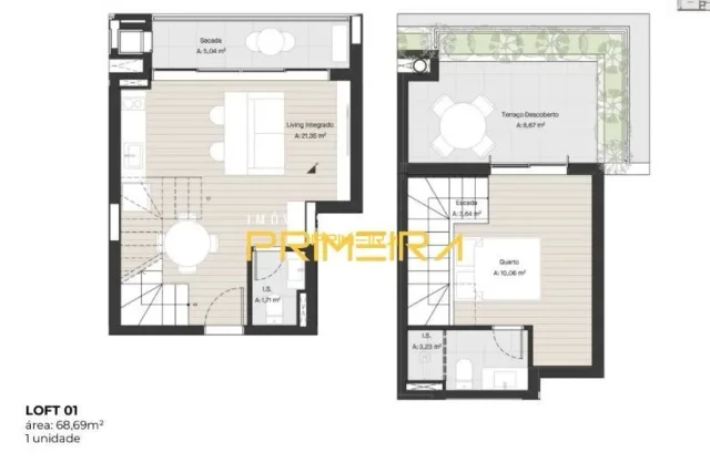 Zait - Studio de 56m² em Água Verde, Curitiba
